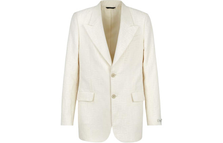 FENDI Solid Color Single-Breasted Notch Lapel Long Sleeve Blazer Men's White
