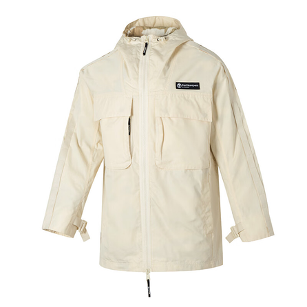 Timberland Men's Solid Color Hooded Multi-Pocket Casual Jacket Beige