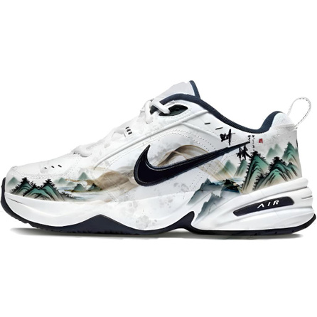 Custom Sneakers Nike Air Monarch 4 'Weary Branch Sleep' by GIOIO Chinese Style National Trend Cushioned Wear-Resistant Low-Top Dad Shoes Unisex Green