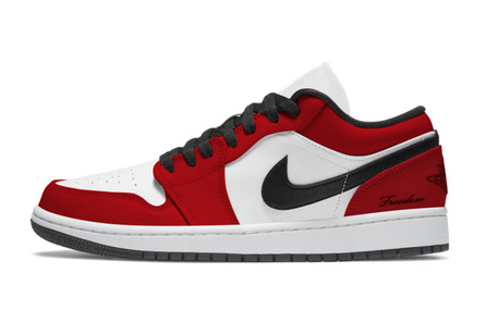Custom SneakersJordan Air Jordan 1 Bulls Leather Trendy Versatile Low-Top Kids Basketball Shoes Red Youth