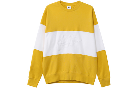 Nike Club Men's French Terry Colour-Blocked Crew Yellow