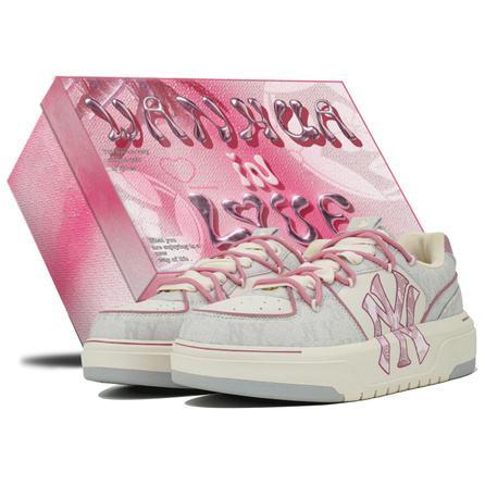 MLB Chunky Liner 24SS Kaleidoscope Strawberry Milk Candy Box Wear-Resistant Low-Top Skateboard Shoes Unisex White Pink