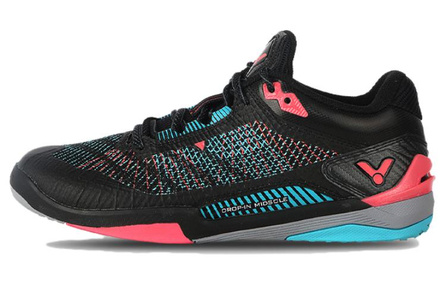 VICTOR Cushioning Wear Resistant Low Top Badminton Shoes Unisex Black Red