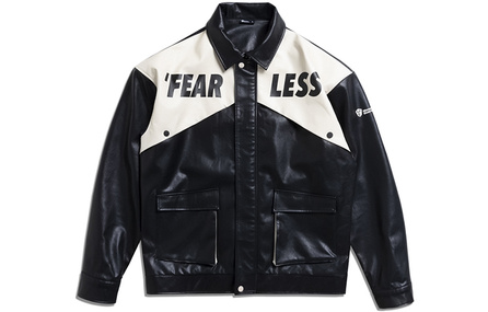 Monster Guardians Fearless Warrior Series American Retro Color Block Lapel Biker Jacket Unisex Fearless Black