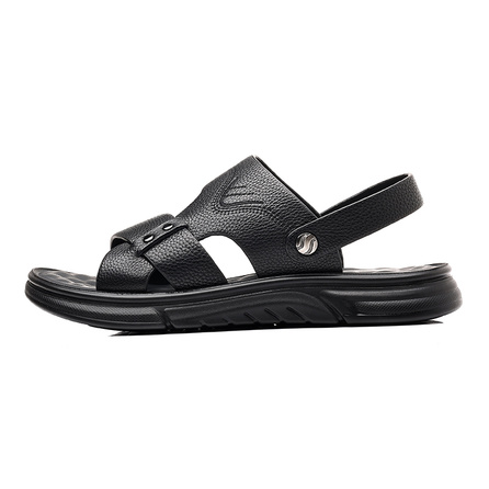 EGCHI Top Grain Leather Fashion Trendy Casual Comfortable Simple Commute Beach Sandals Men's