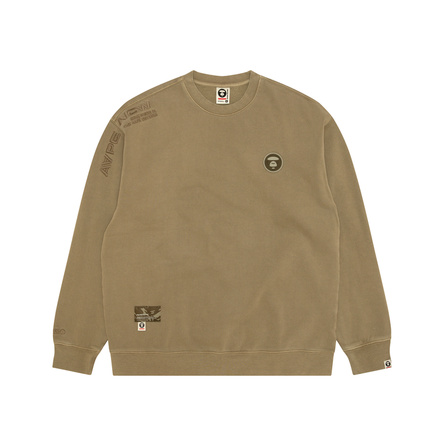 Aape Ape Face Badge Solid Color Pullover Round Neck Sweatshirt Men's