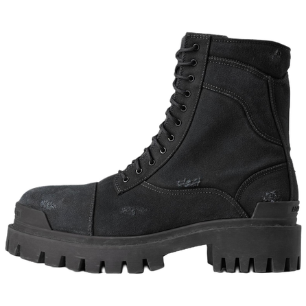 Balenciaga Combat Strike Round Toe Platform Combat Boots Short-Cut Martin Boots 2cm Men's Black