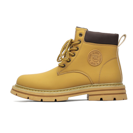 Feiyue British Retro Style Short-Cut Martin Boots Men's Earth Yellow Brown