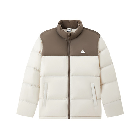 Peak Yu Xue Ultra Light Warm Lightweight 90% White Duck Down Thickened Puffer Fashion Short Stand Collar Warm Windproof Cold-Proof Couple Down Jacket Unisex Oatmeal