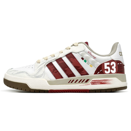 [Custom Sneakers] adidas ENTRAP Red Flame 53 Chu Yi Culture V Split Leather Synthetic Leather Motorcycle Style Retro Fashion Trendy Casual Versatile Low-Top Skate Shoes Unisex Red White