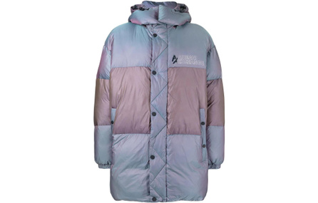 ARMANI EXCHANGE AE SS23 Color Block Logo Print Long Sleeve Padded Jacket Men's Purple