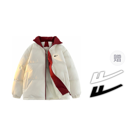 Warrior American Retro Zip-Up Patchwork Duck Down Color-Block Brand Letter Print Thick Warm Cold-Resistant Relaxed Fit Versatile Stand Collar Long Sleeve Down Jacket Unisex
