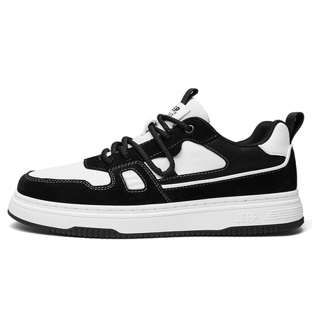 JEEP SPIRIT Classic Oreo Black White Panda Versatile Casual Fashion Comfort Low-Top Sneakers Men's Black/White Panda