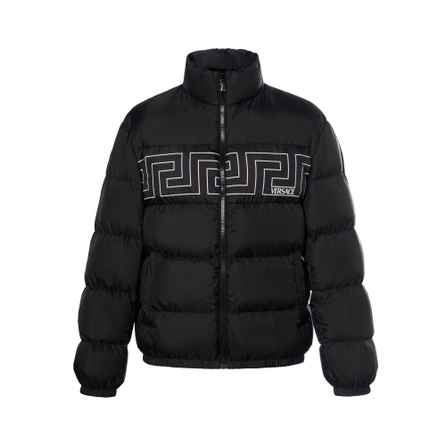 VERSACE FW25 Stripe Letter Print Stand Collar Long Sleeve Down Jacket Men's