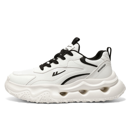 Warrior Fabric Synthetic Leather Fashion Trendy Dad Shoes Lightweight Soft Bouncy Sports Shoes Comfortable Breathable Thick Sole Height Increase Low-Top Lace-Up Casual Shoes Men's