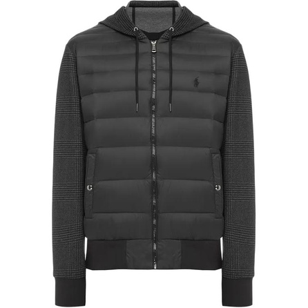 Polo Ralph Lauren Pony Embroidery Hooded Knit Patchwork Long Sleeve Down Jacket Men's Grey Multi