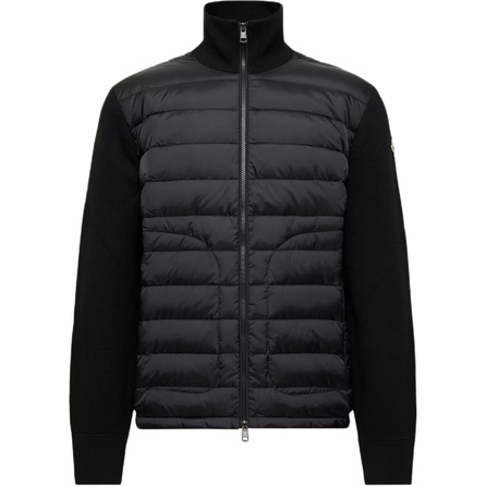 Moncler Padded Corduroy Series Padded Zip-Up Cardigan Patchwork Wool Stand Collar Long Sleeve Goose Down Puffer Jacket Men's Black