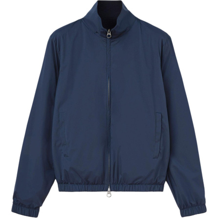 Loro Piana SS25 Stand Collar Two-Way Zipper Closure Pilot Solid Color Jacket Coat Men's Navy Blue