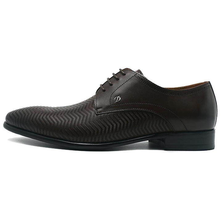 S.T. Dupont France First Layer Cowhide Vintage Brushed Texture Lace-Up Slip-On Commuter Business Shoes Perforated Dress Shoes Men's