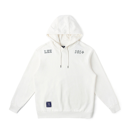 Lee FW24 Mall Same Style Comfort Fit 101+ Hooded Long Sleeve Sweatshirt Trendy Front Shoulder Brand Logo Detail Sweatshirt Men's Cream White