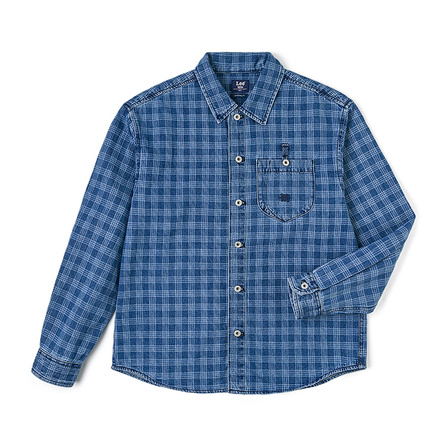 Lee FW25 Mall Same Style Comfort Fit 101+ Embroidery Laser Print Plaid Long Sleeve Shirt Men's Medium Dark Blue