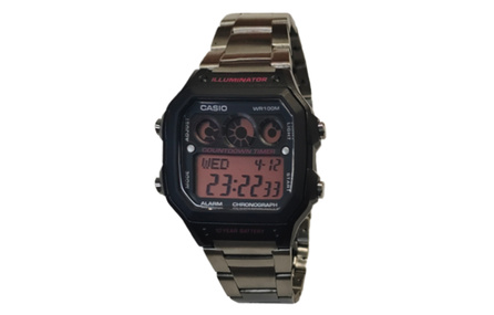 Custom Watch CASIO Modification Series Pink Crystal Black Resin Case 200M Water Resistant Fashion Trend AE-1300WH-1A2 Modification-Silver Rose Quartz Movement Japanese Korean Watch Men's Black Dial