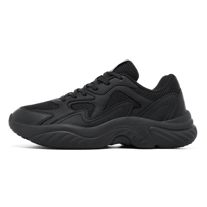 Peak Taichi 8.0 Mesh Height-Boosting Versatile Casual Trendy All-Season Shoes Cushioning Wear-Resistant Non-Slip Low-Top Dad Shoes Unisex All Black