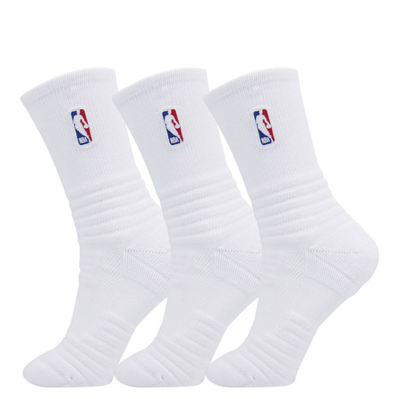 NBA Socks Terry Cloth Cushioned Thick Long Tube Sports Socks Anti-Slip Breathable High Tube Running Training Basketball Socks Men's 3 Pairs