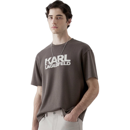 KARL LAGERFELD Daily Urban Commute Travel Outdoor Fashion Letter Print Short Sleeve Pullover T-Shirt Men's Army Green