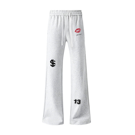 HUANQIU Four-Season Wearable Scimitar Pants American High Street Abstract 'Paper Drunk Gold Obsessed' Print Minimalist Drawstring Outdoor Running Fitness Basketball Sweatpants Versatile Knit Sports Fleece-Lined Thickened Warm Slimming Straight Leg Casual 