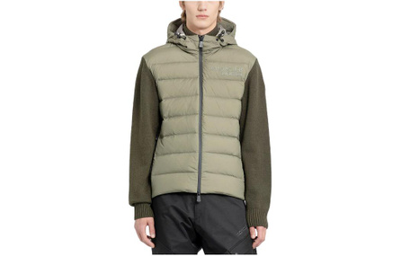 Moncler Grenoble Men's Color Block Hooded Zip-Up Wool Down Jacket Green