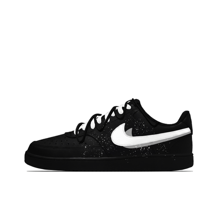 [Custom Sneakers] Nike Court Vision 1 Grey White Starry Sky Gift Bag Edition Campus Retro Niche Black Warrior Splatter Ink Trendy Versatile Casual Comfortable Wear-Resistant Anti-Slip Low-Top Skateboard Shoes Unisex Black White