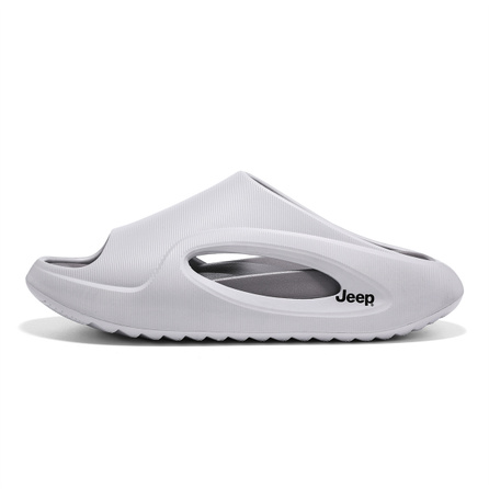 Jeep Summer Refreshing Streetwear Sports Slippers Unisex White Trendy Cool Hollowed-Out Cooling Anti-Slip Thick Sole Slides Summer Street Essential One-Strap Slippers Men's