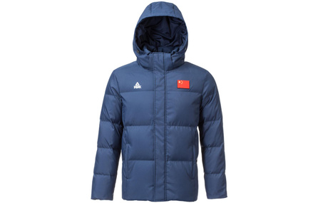 Peak Comprehensive Sports Series Solid Color Hooded Fleece Lined Jacket Sports Jacket Men's Midnight Blue