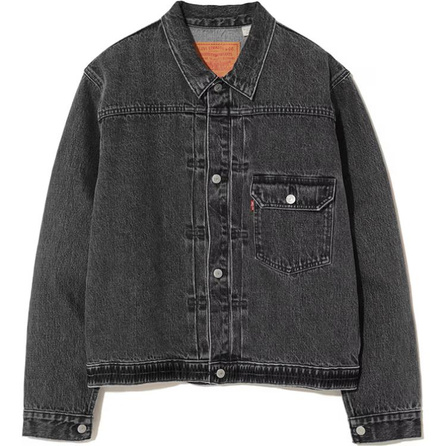 levi's SS25 35th Anniversary Series Geometric Triangle Pattern Embroidery Logo Button Flap Pocket Denim Jacket Men's Dark Gray