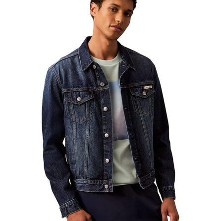 CALVIN KLEIN Solid Single-Breath Casual Denim Jacket Men's