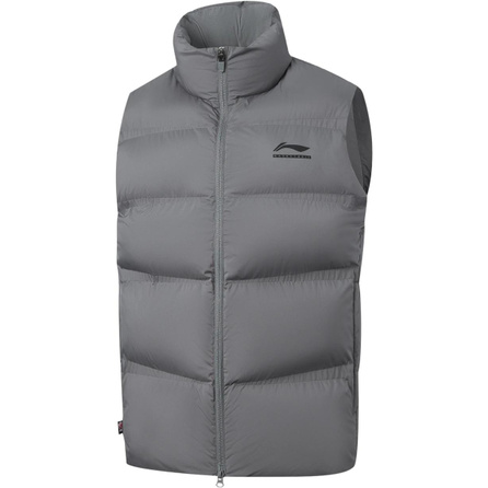 LiNing CBA Basketball Fashion Minimalist Stand Collar Zip Casual Vest Men's Dignified Grey
