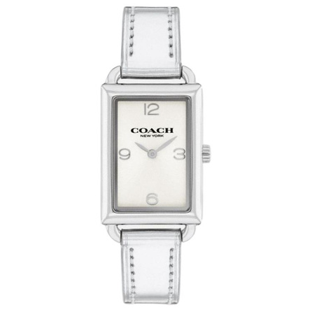 COACH Watch Quartz Movement Leather Strap 34mm White Dial Unisex 30M Water Resistant