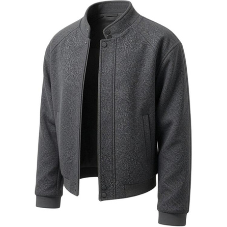 SOCKKEY Korean High Street Vintage Cleanfit Fashion Woolen Minimalist Striped Structured Patchwork Lazy Vibe Outdoor Commute Breathable Skin-Friendly Street Edgy Trendy Comfortable Versatile Stand Collar Drape Bomber Jacket Unisex