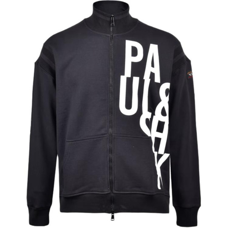 Paul & Shark Yachting Letter Print Stand Collar Zipper Jacket Men's Black