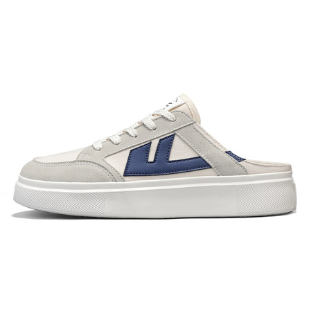 Warrior Casual Lightweight Slip-On Canvas Sneakers Thick Sole Heightening Wear-Resistant Toe-Cover Slides Men's