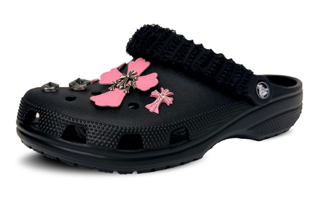 [Custom Shoes] Crocs Classic Clog 'Pink Cross' Gothic Dark Style Outdoor Youth Comfortable Versatile Simple Lace-Up Long-Wearing Ins Style Casual Clog Shoes Unisex Black