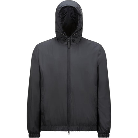 Moncler Solid Color Long Sleeve Hooded Zip-Up Jacket Coat Men's Black