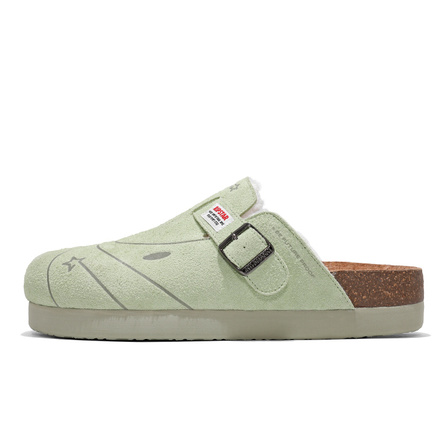 RIPSTAR Collaboration BBS-Light Matcha Thick Sole Basketball Theme Birkenstocks Cork Sole Fleece-Lined Thickened Slip-On Lazy Shoes Anti-Wear Anti-Slip Closed-Toe Slippers Unisex Light Matcha