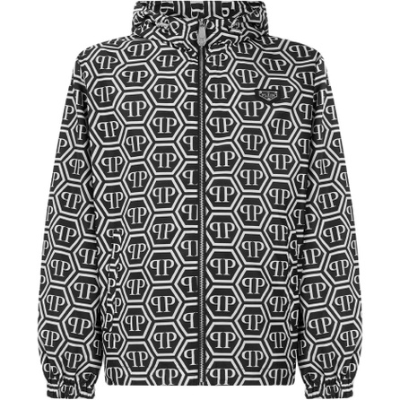 PHILIPP PLEIN FW26 Hooded Zip PP Allover Print Long Sleeve Fashion Individual Trendy Design Street Style Understated Luxury Classic Pattern Unique Style Jacket Coat Men's
