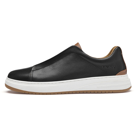 EMINU Cow Leather Black Samurai Daily Commute Versatile Fashion Trendy Genuine Leather Texture Youthful Classic Retro Comfortable Feel Wear-Resistant Outdoor Business Workplace Dapper Handsome Slip-Resistant Low-Top Skate Shoes Men's
