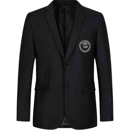 KARL LAGERFELD Logo Single-Breasted Long Sleeve Jacket Men's Black