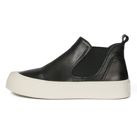 Taidian Genuine Leather Comfortable Platform Slip-On Versatile Wear-Resistant Height-Increasing High-Top Sneakers Men's Black