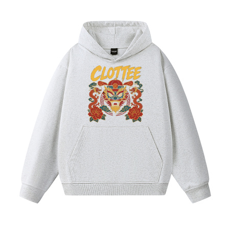 CLOT X CLOTEE New Chinese Style Lion Dance Double Dragon Wealth Peony Traditional Fret Border Official Hat Element American Graffiti Brand Letter Print Daily Commute Outdoor Loose Comfortable Versatile Hooded Sweatshirt Men's Women's