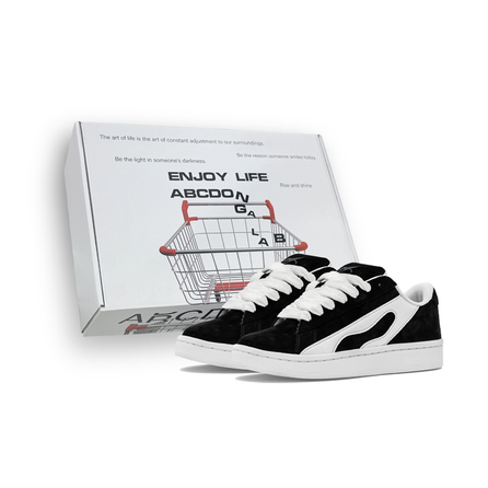 ABCDONGA WishList Black Hole Trendy Casual Fashion Daily Versatile Niche Slip-Resistant Breathable Low-Top Platform Sneakers Unisex Black White